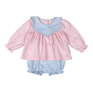 Emma Pink Pima Scallop Collar Bloomers Set