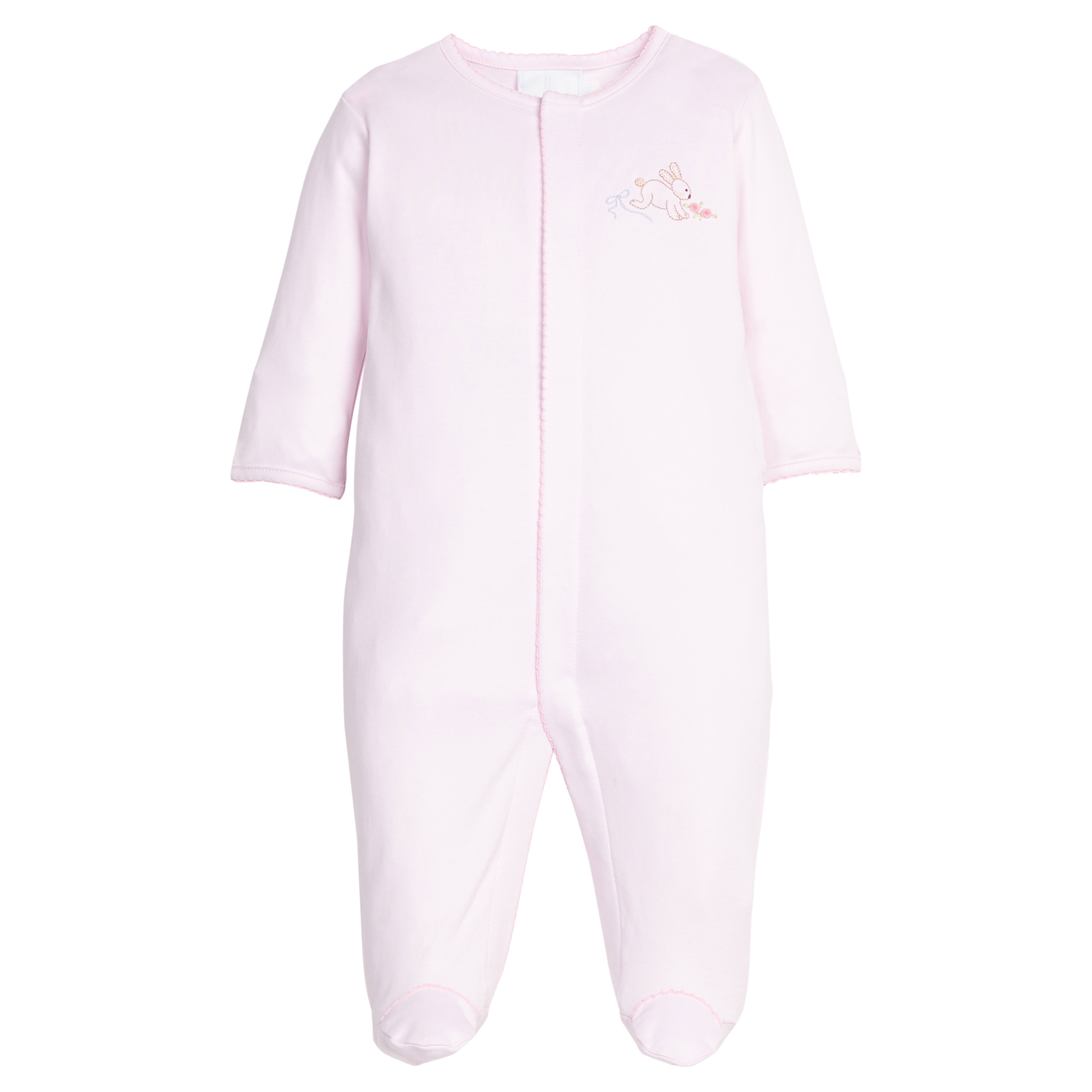 Pink Bunny Embroidered Footie
