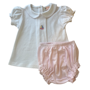 Pink Dot Sailboat Diaper Set