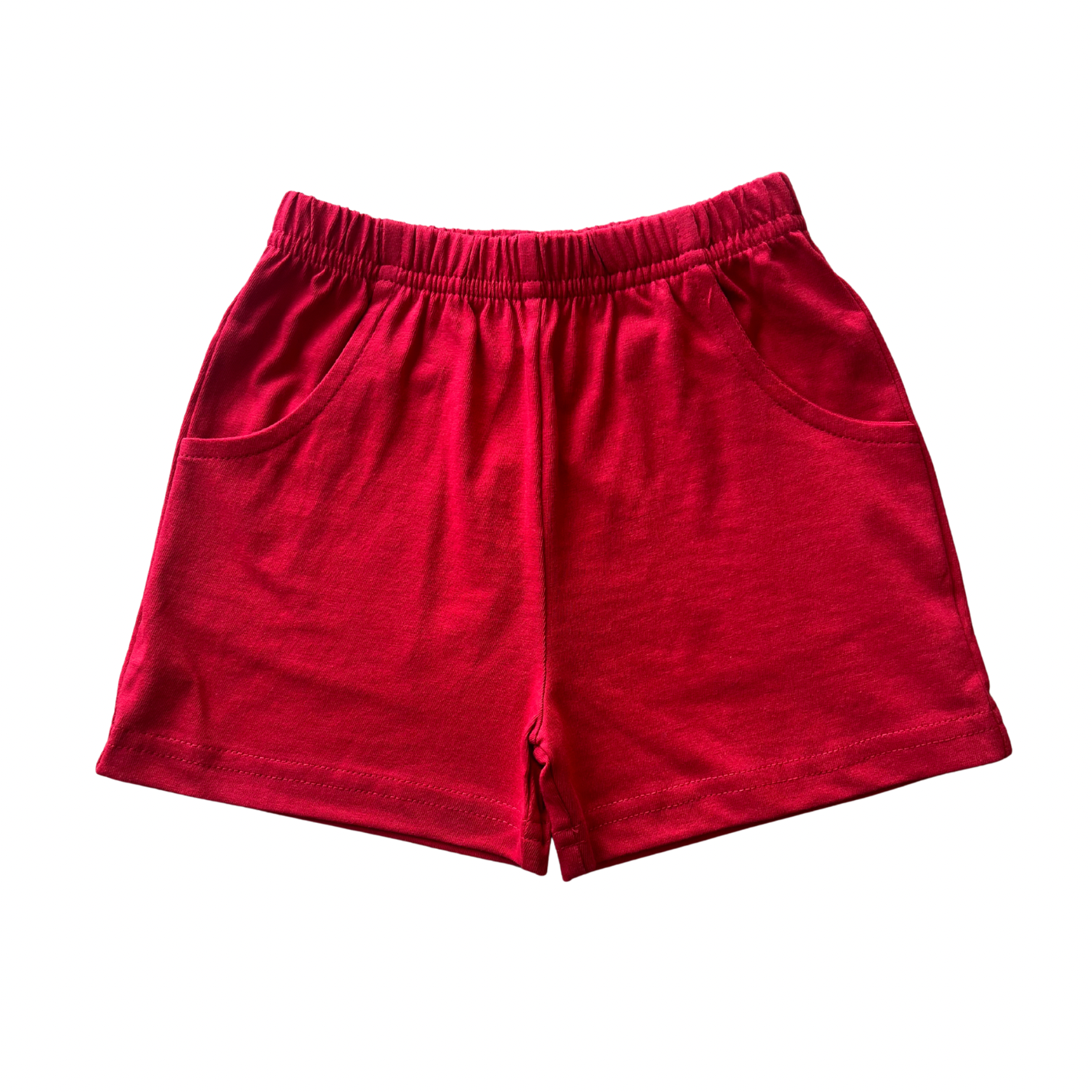 Red Solid Jersey Front Pocket Short