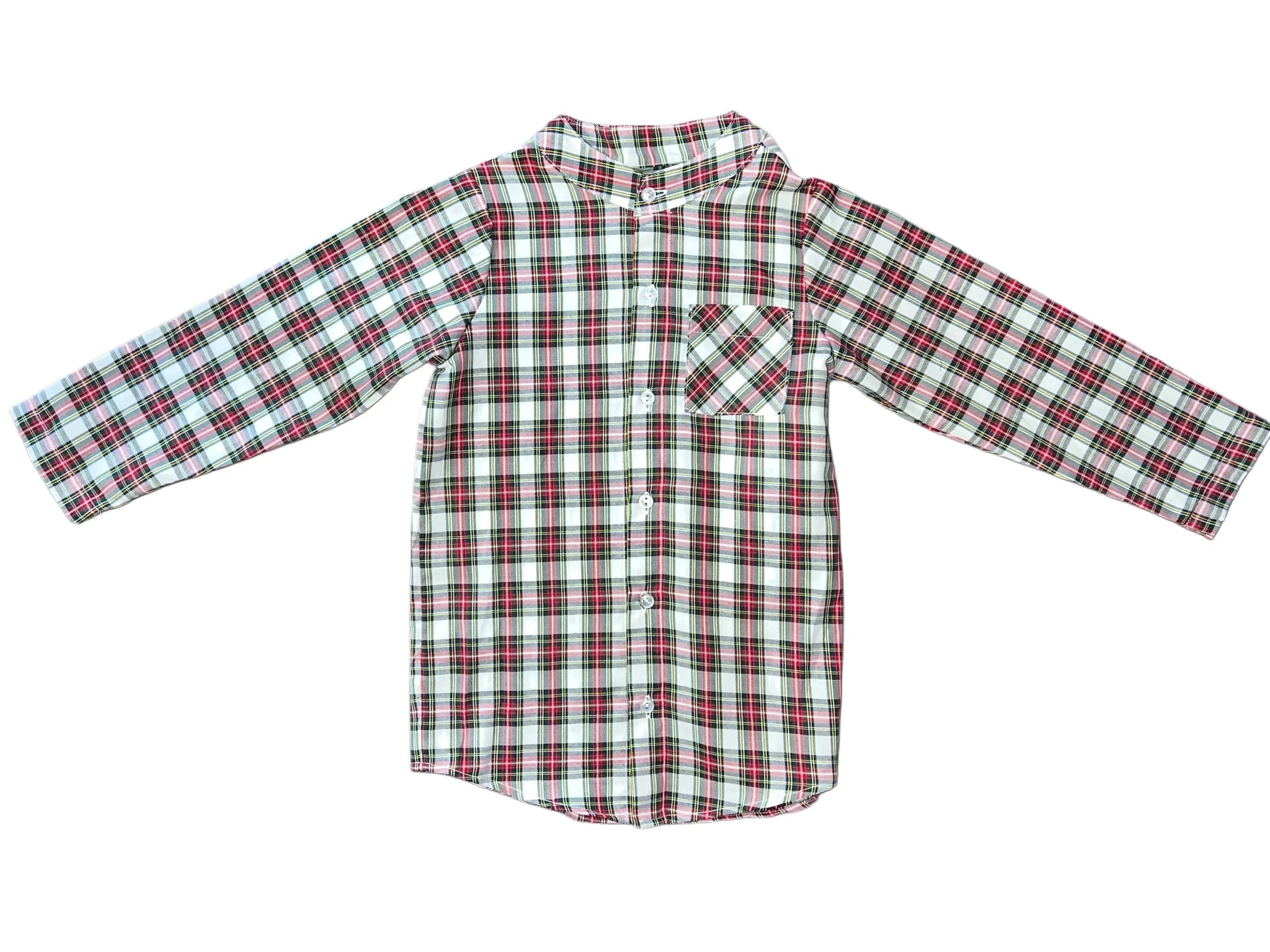 Red/Green Plaid Manderin Shirt