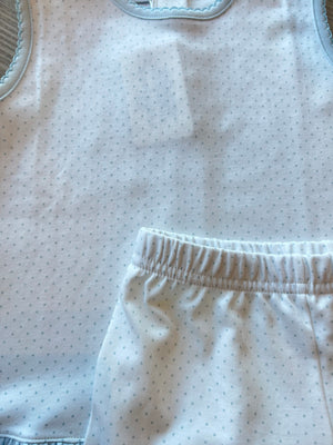 Blue Dot Ruffle Tank Short Set