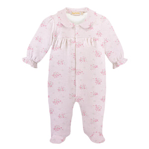 Tiny Bunch of Roses Printed Pima Footie w/ Round Collar