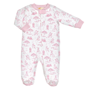 Barking Bliss Pink Printed Zipped Footie (Baby)