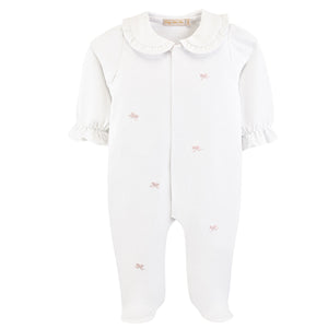Little Bows Collared Footie w/ All Over Emb (Infant)