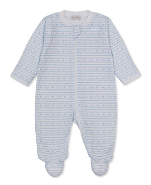 Light Blue Starry Stripes Footie w/ Zip