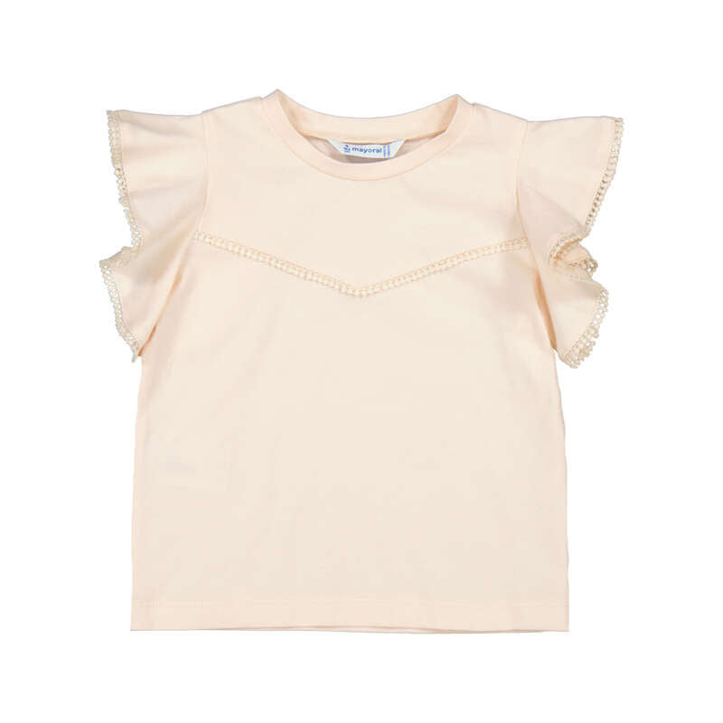 Salmon SS Shirt w/ Lace Trim
