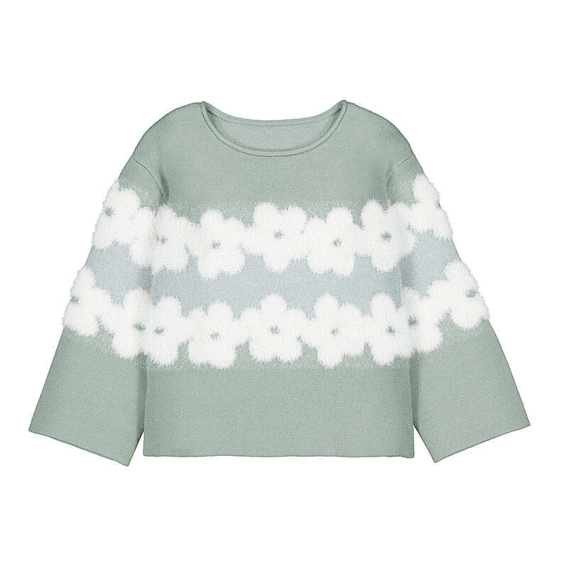 Green Groovy Flowers Jacquard Jumper