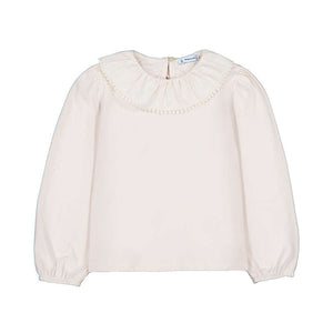 Ivory Ruffled Neck Blouse