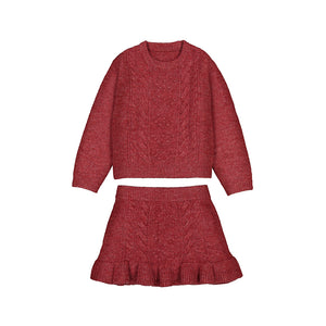 Red Tricot Skirt Set