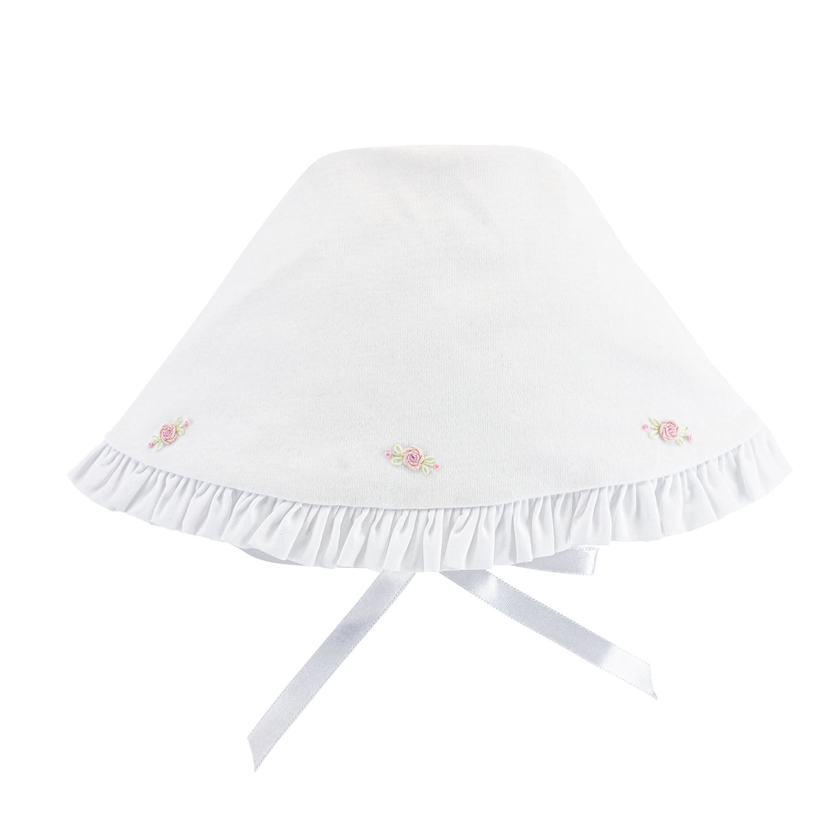 Sweet Roses Emb Pima Ruffled Bonnet