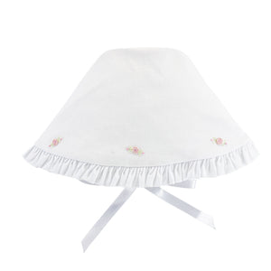 Sweet Roses Emb Pima Ruffled Bonnet