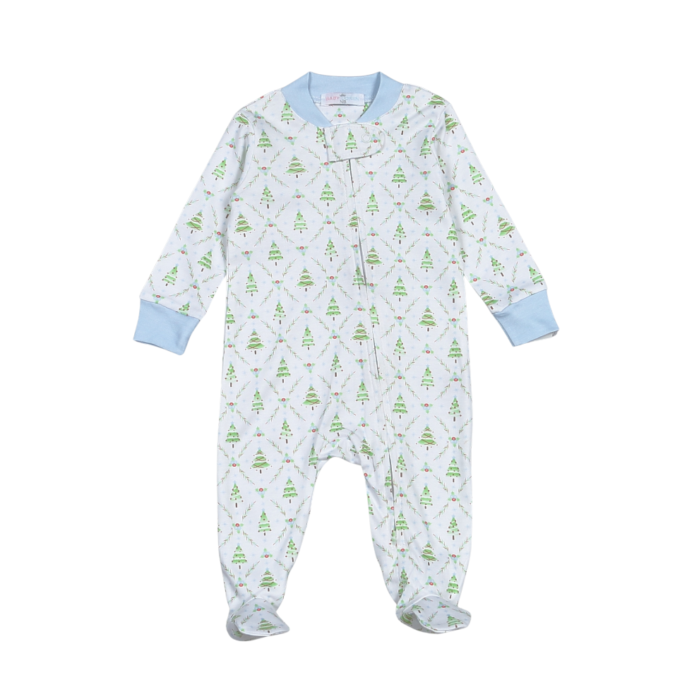 Boy Holly Night Pima Zipper Footie (Infant)