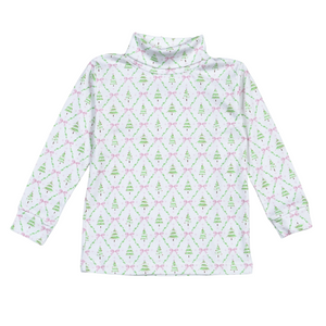 Pink Holly Night Pima Turtleneck (Baby)