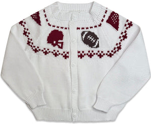Boys Crimson & White Fair Isle Sweater