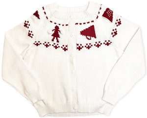 Girls Crimson & White Fair Isle Sweater