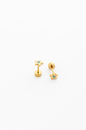 September Sapphire Birthstone Flower Stud