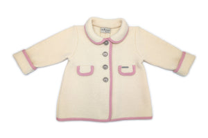Cream/Pink Single Breast Long Coat