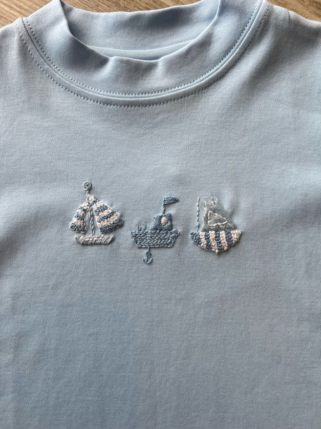 Blue Three Little Boats SS Tee