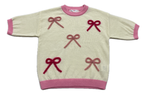 Cream/Pink Bow Sweater
