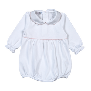 Isabela White Pink Piping LS Pima Bubble (Toddler)