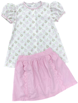 Pink Ornament Kate Skirt Set (Big Kid)