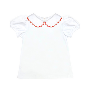 White Kendall Collar Blouse w Red Trim (Toddler)