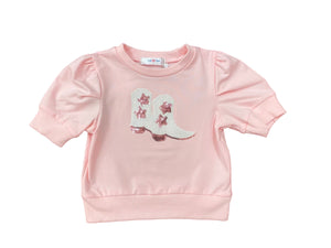 Lily Pink Boot Sequin Top