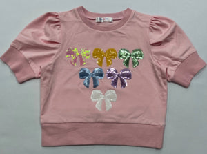 Lily Bows Sequin Puff Sleeve Top