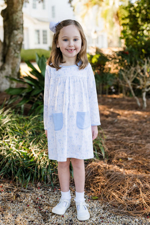 Knit Blue Bows Lennon Dress (Toddler)