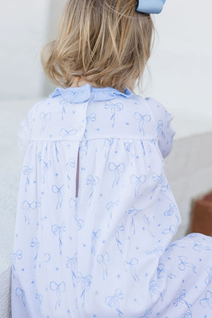 Knit Blue Bows Lila Long Bubble (Baby)
