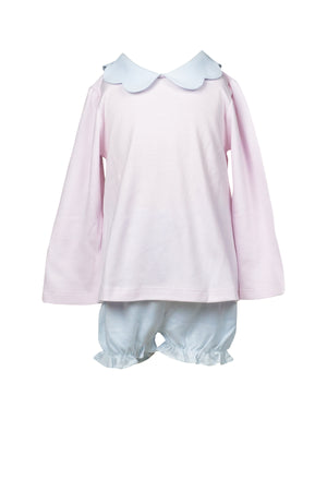 Pink Stripe Scallop Bloomer Set