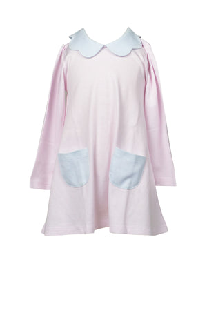 Pink Stripe A-Line Scallop Dress
