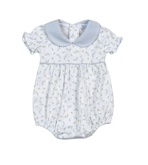 Mia Blue Floral Pima SS Bubble (Infant)