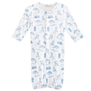 Barking Bliss Blue Printed Conv Gown