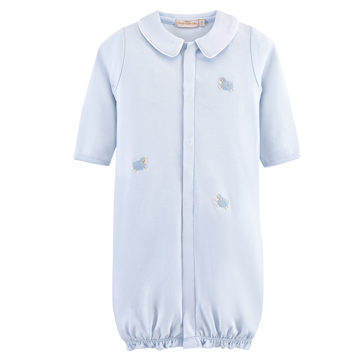 Light Blue Little Sheep All-Over Emb  Pima Converter Gown