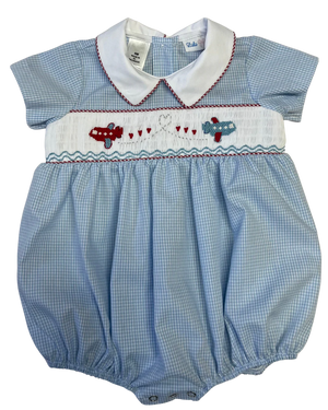 Noah Valentine Airplane Smocked Bubble