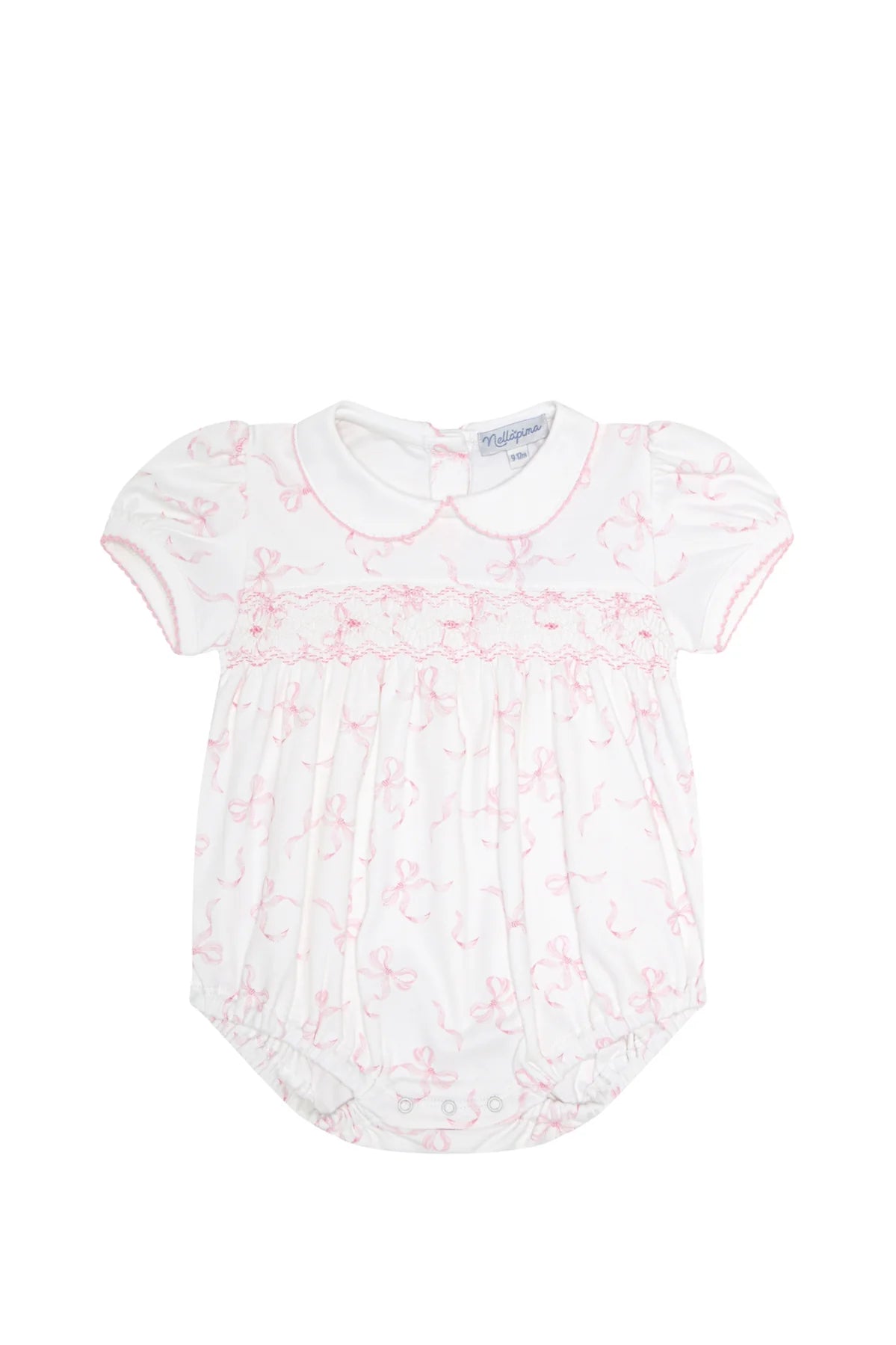 Charming Bows Print Smocked Bubble (Infant)