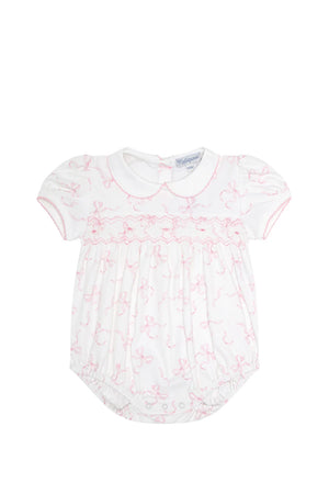 Charming Bows Print Smocked Bubble (Infant)