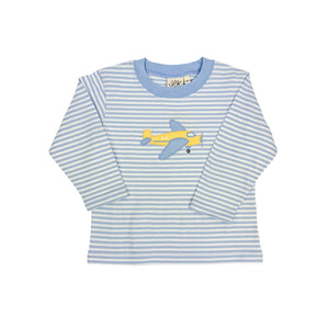 Sky Blue Stripe Airplane LS Shirt (Toddler)