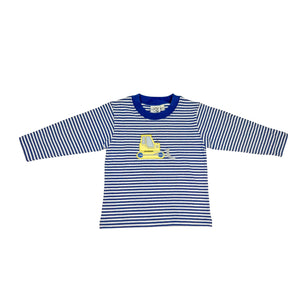 Dark Royal Stripe Bulldozer LS Shirt (Kid)