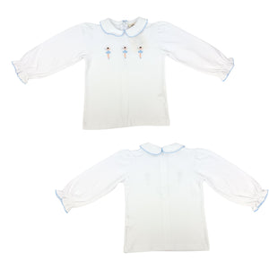 Three Ballerinas White/ LS Peter Pan Blouse (Kid)