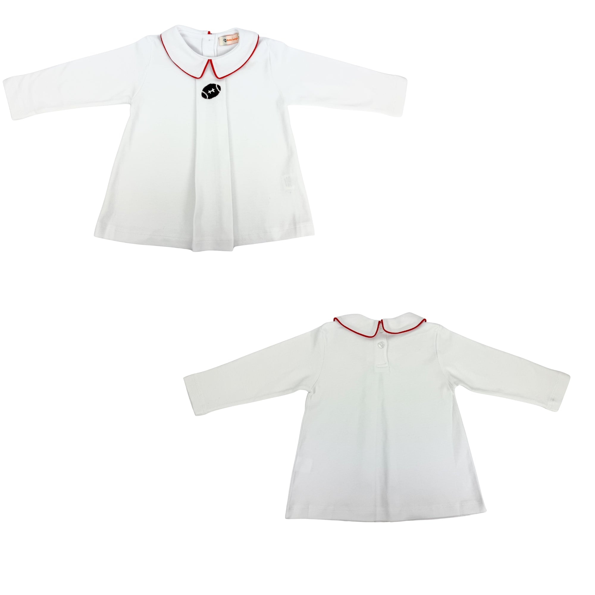 White/Red Football Peter Pan LS Shirt (Infant)