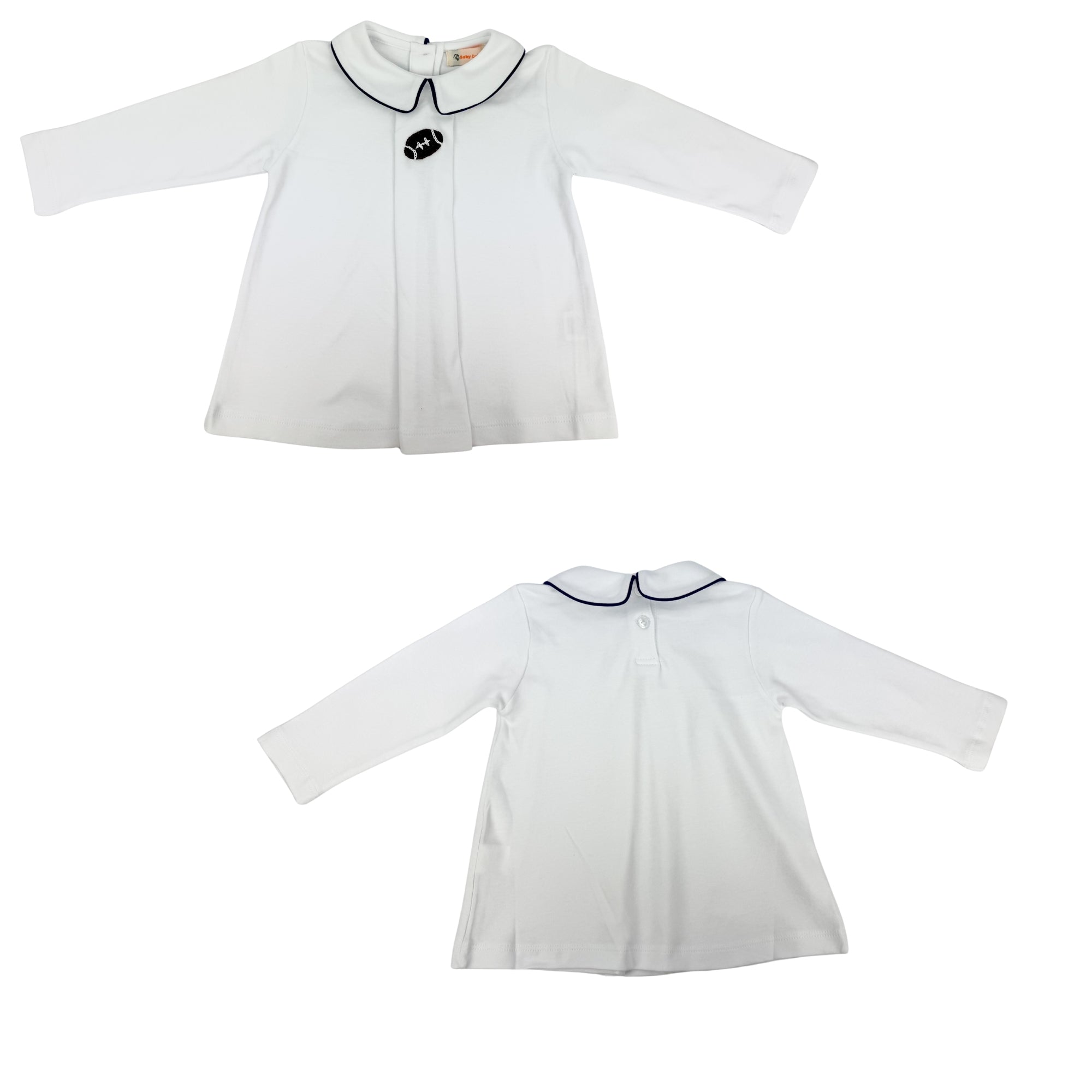 White/Dark Royal Football Peter Pan LS Shirt (Baby)