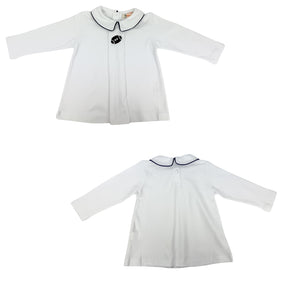 White/Dark Royal Football Peter Pan LS Shirt (Baby)