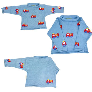 Chambray Firetrucks Roll Neck Sweater (Baby)