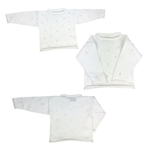 White Rosebud Roll Neck Sweater (Toddler)