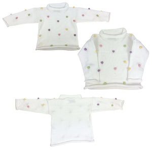 Pastel Pom Poms Roll Neck Sweater (Kid)