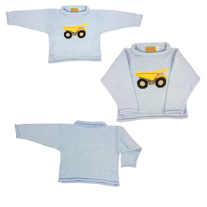 Sky Blue Dump Truck Roll Neck Sweater (Baby)