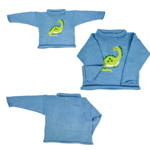 Chambray Dino Roll Neck Sweater (Baby)
